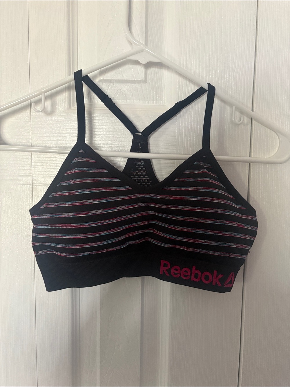 Reebok Black Sports Bra with Stripe Accents